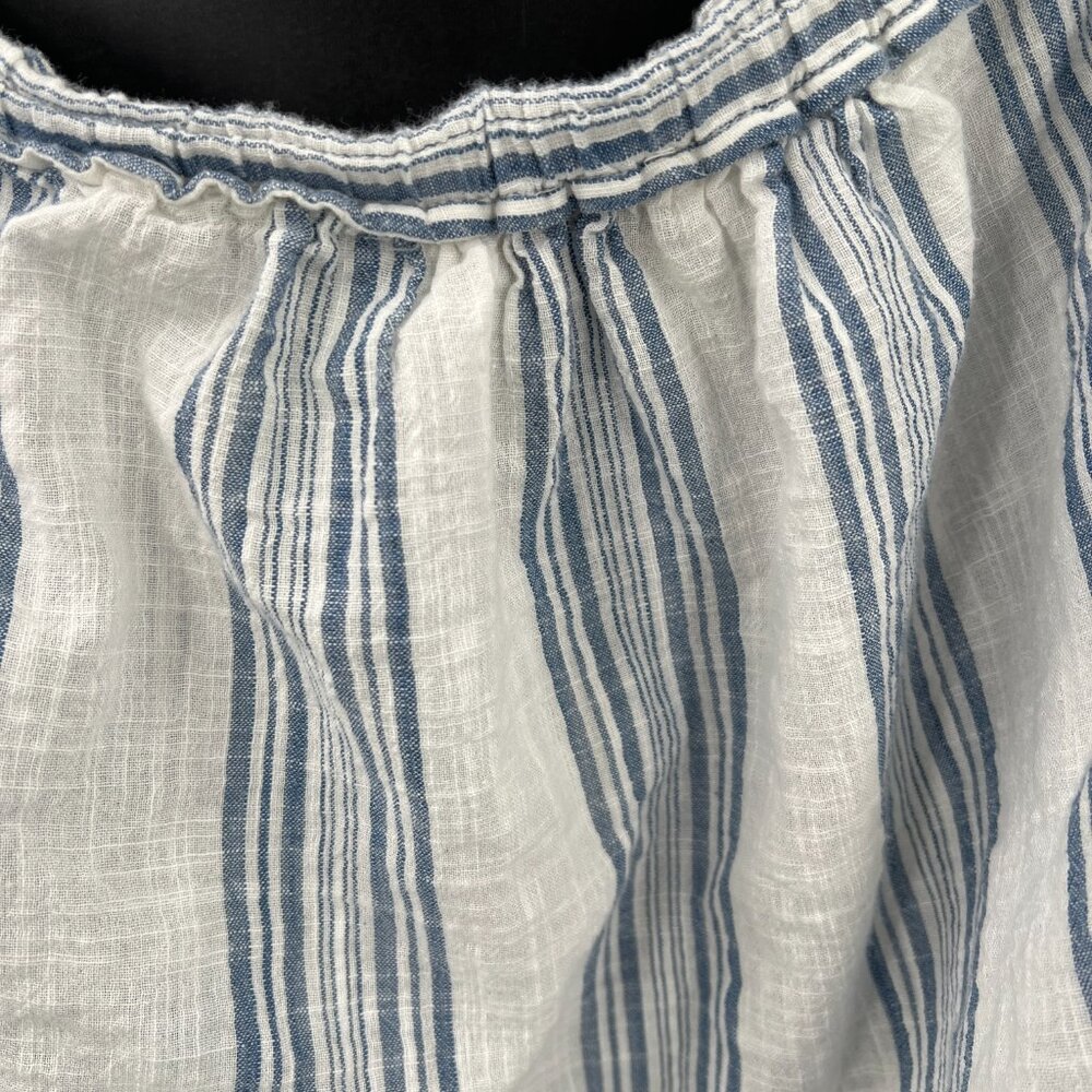 Lucky Brand bell sleeve off the shoulder cotton crop top beachy coastal blue M - Picture 11 of 11